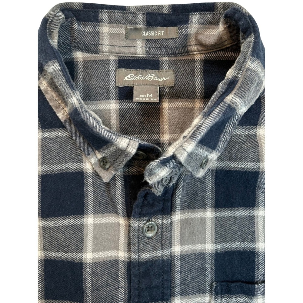 Eddie Bauer Mens Classic Fit Plaid Flannel Button Up Shirt Long‎ Sleeve Size M